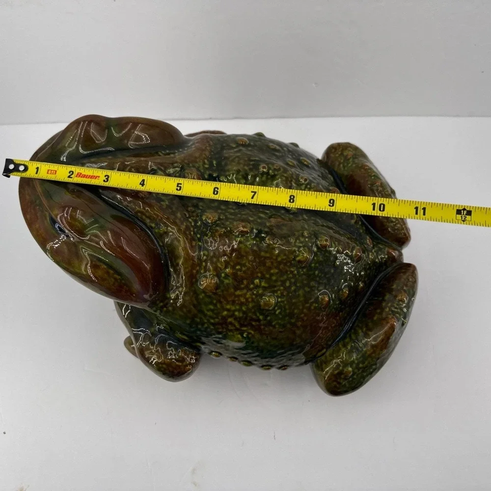 Vintage Arnel's ? XLarge Ceramic Frog Toad Garden Decor Green Figurine